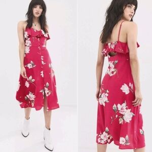 Band Of Gypsies Pink Button Down Viscose Dress S Spaghetti Straps
